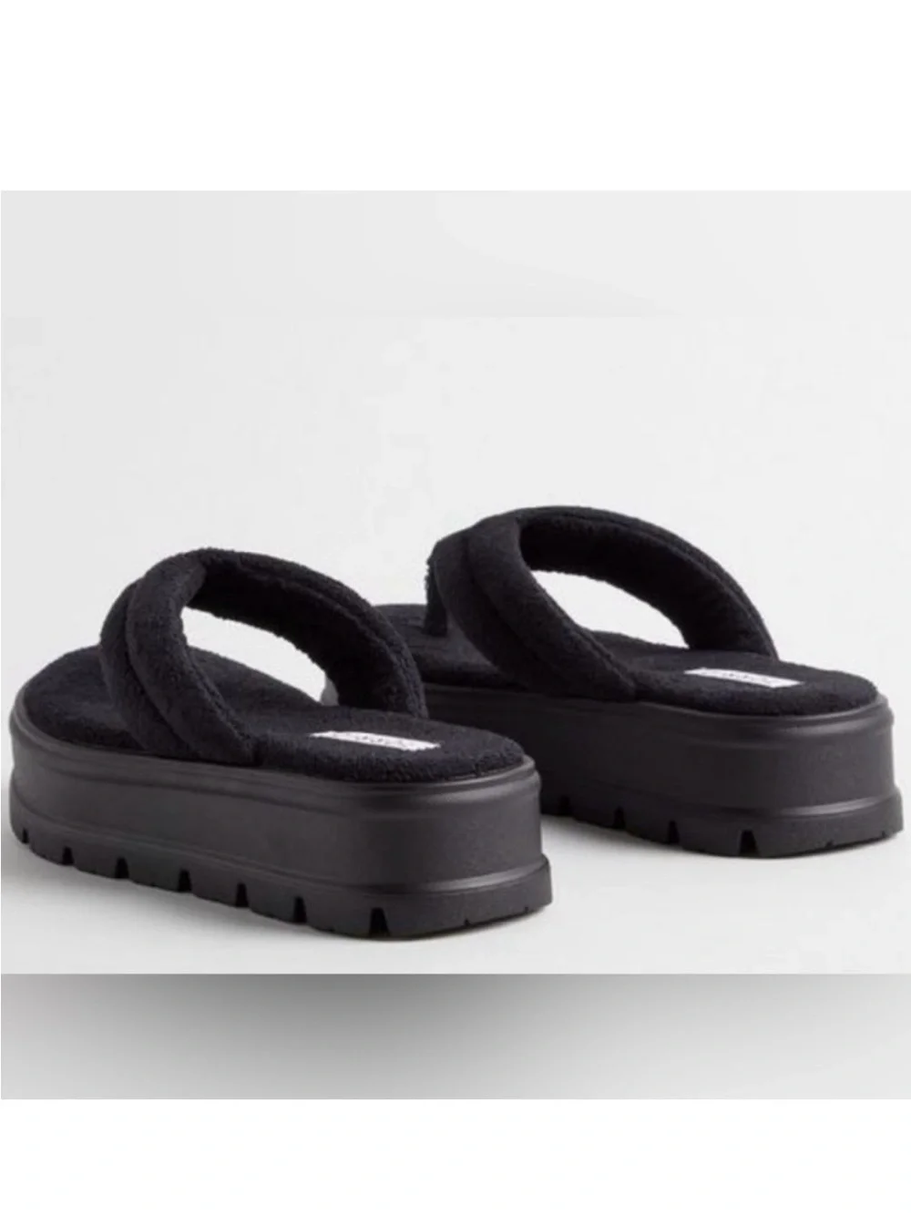 torrid Black Plush Terry Cloth Platform Thong Sandals